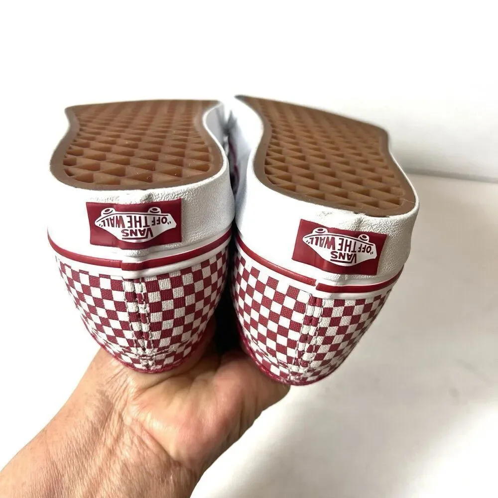 VANS OFF The Wall Red Check Canvas Skate Shoes Women's 6 Low Top Lace Up Sneaker